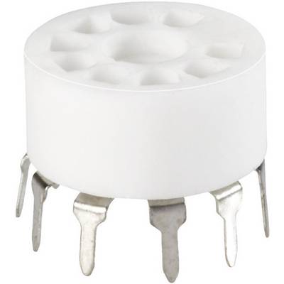 A white ceramic valve base with multiple metal pins, used for mounting valves in electronic equipment.