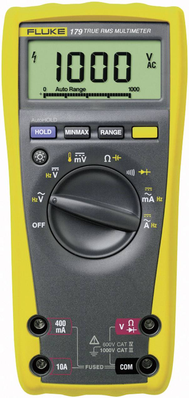 Fluke 179 Handheld multimeter Digital CAT III 1000 V, CAT IV 600 V Display (counts): 6000