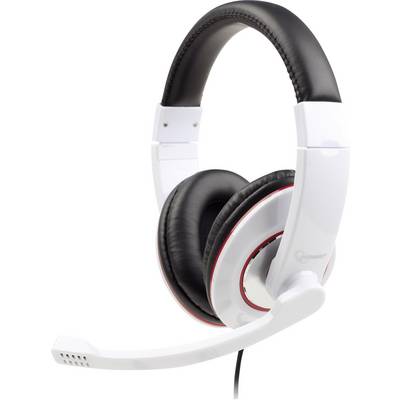 Gembird MHS-001-GW Over-ear headset Corded (1075100) Stereo White, Black Volume control, Microphone mute PC-0