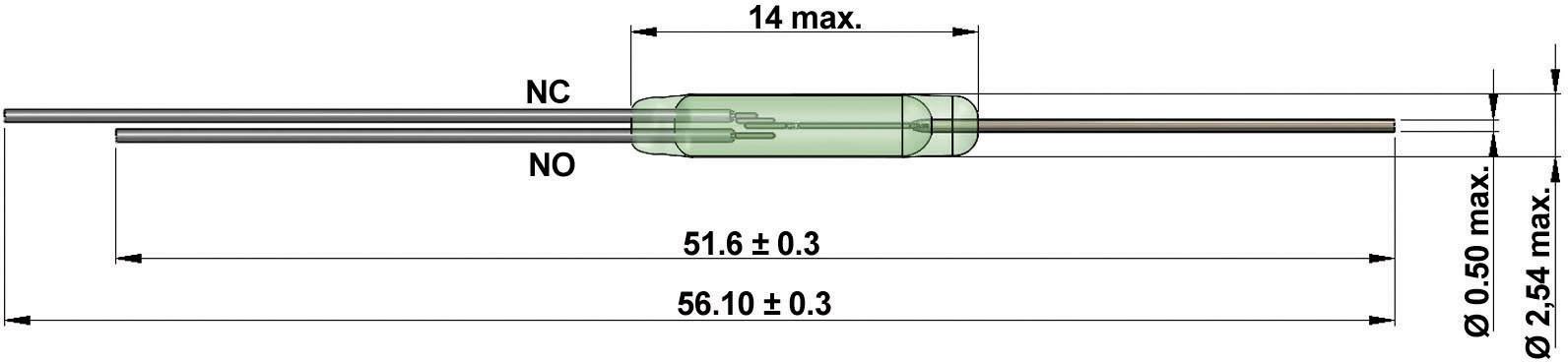 StandexMeder Electronics KSK-1C90U-1530 Reed switch 1 change-over 175 V DC, 175 V AC 0.5 A 20 W Envelope length:14 mm-5