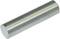 A metal pin, cylindrically shaped, lies flat on a white surface. It has a shiny, silver surface.