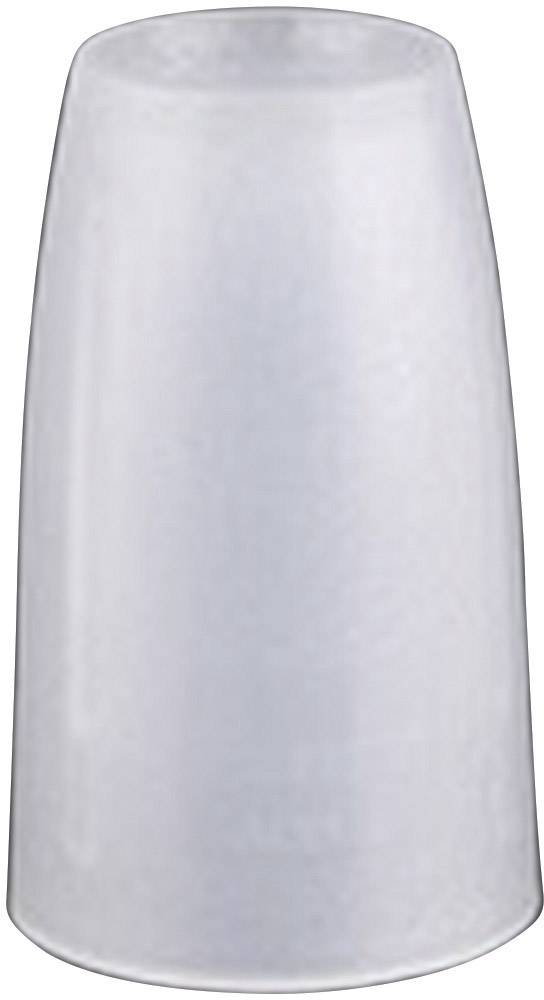 A white, cylindrical plastic cup is standing upright on a flat surface.