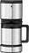 Silver coffee machine with thermal carafe and black handle, suitable for filter coffee, manufactured from stainless steel.