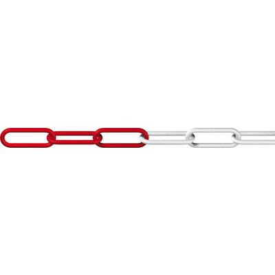 A chain with alternating red and white links, where the red links represent a fractured section.