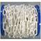 White plastic chain on a blue reel, ready to unwind. Suitable for light barricades or decorative applications.
