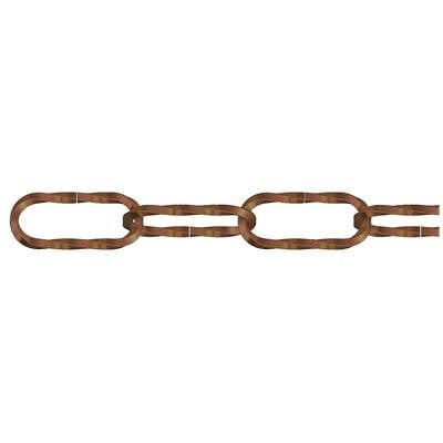 A brown metal chain with several links, displayed horizontally.