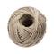 A ball of natural-coloured twine, tightly wound, on a light background.