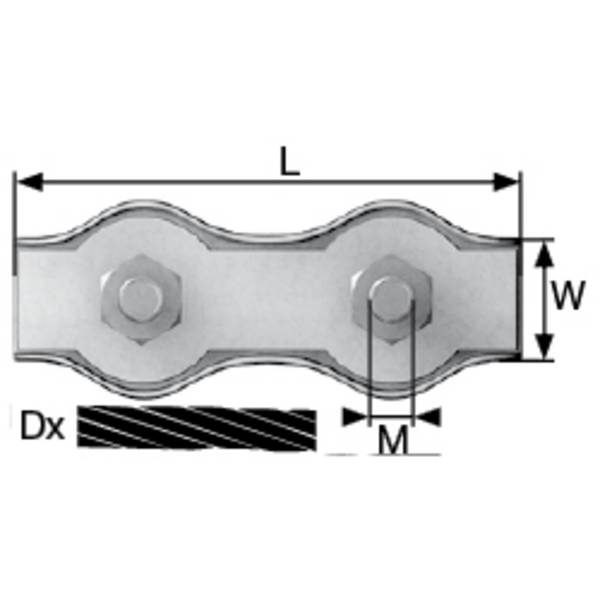 dörner + helmer 4814444 Rope clip 2 mm Steel zinc galvanized 20 pc(s)