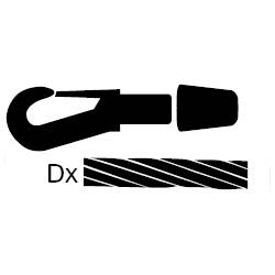 'Symbol of a hook and spiral; label: Dx.'