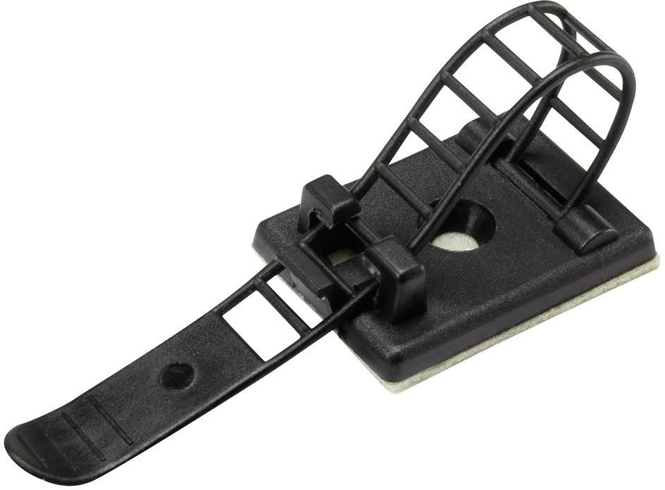 TRU COMPONENTS WCT-85 Cable mount Self-adhesive, Screw fixing 1206771 Bundle Ø range 22 mm (max) + strap Black 1 pc(s)