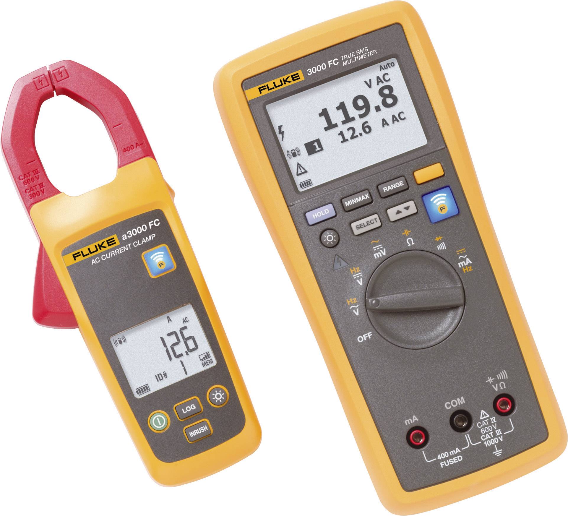 Fluke FLK-A3000 FC KIT Clamp meter, Handheld multimeter Digital Graphics display, Data logger CAT III 1000 V, CAT IV 600 V Display (counts): 10000