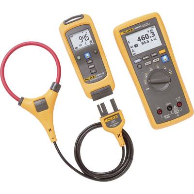 A multimeter set with digital displays shows measurements of voltage (460.3 V AC) and frequency (94.5 Hz). High-quality measuring instruments.