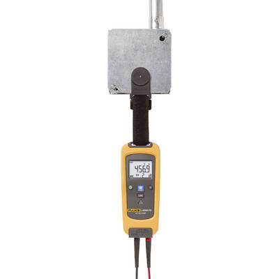An electrical measuring instrument measures a voltage of 45.69 V, and the device is yellow and black with a digital display.