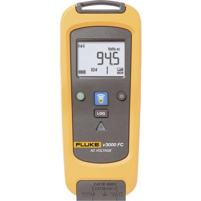 Electronic measuring device for voltage measurement shows 'Volts AC 94.5'. It has an orange frame and operational buttons.
