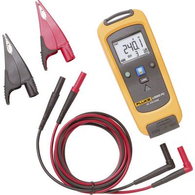 Digital multimeter with a yellow casing, displaying '246.1' on the screen. With red and black test probes and clips.