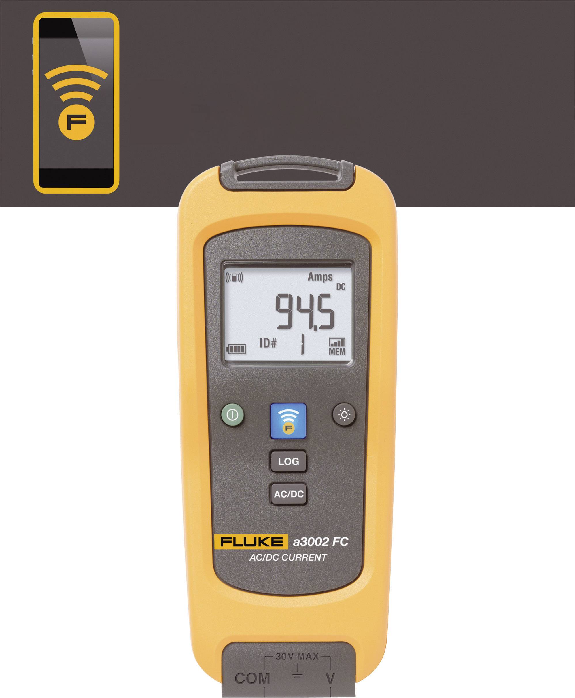 Fluke FLK-a3002 FC Clamp meter, Handheld multimeter Digital Data logger CAT III 1000 V, CAT IV 600 V Display (counts): 6000