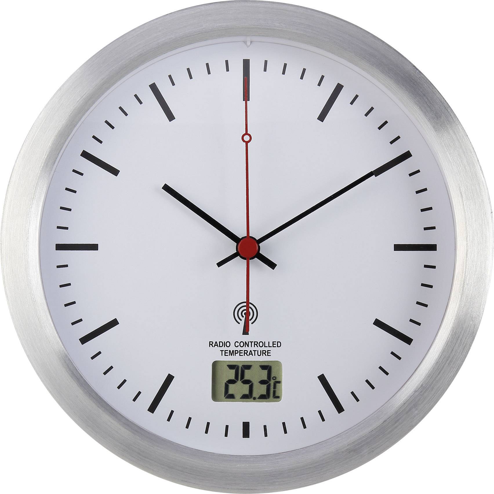 Renkforce E1003R Radio Wall clock 17 cm x 6 cm Silver Suitable for bathrooms/wet rooms