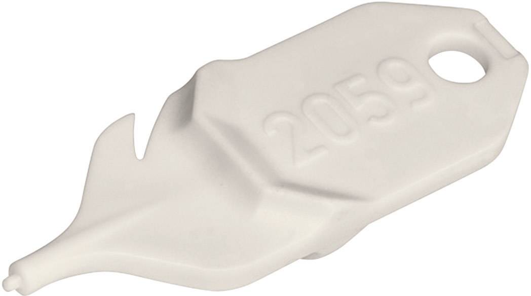 A white hook with the engraved number '2059', likely a tool or accessory part with an opening at one end.