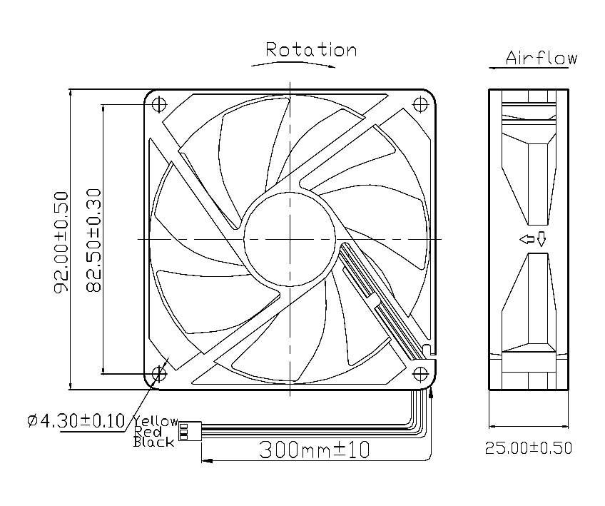 FD129225LL-N(1A3K) Axial fan 12 V DC 64.74 m³/h (L x W x H) 92 x 92 x ...