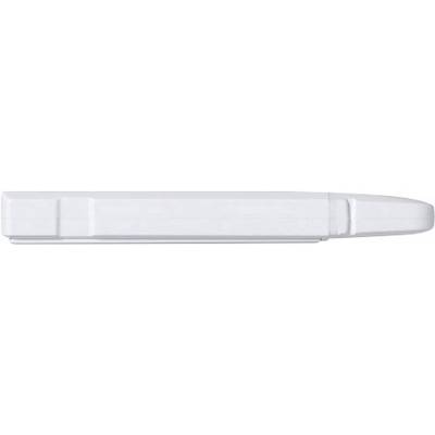 A white pen or marker lies horizontally on a neutral background.