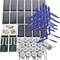 'Image of solar modules, blue propellers, motors and accessories for solar DIY projects, displayed in a neat arrangement.'