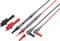 Measurement leads with red and black clips on a white background, used for electrical testing purposes.