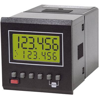 Digital display device with a large green LCD screen showing the numbers '123456', surrounded by control buttons on the front panel.