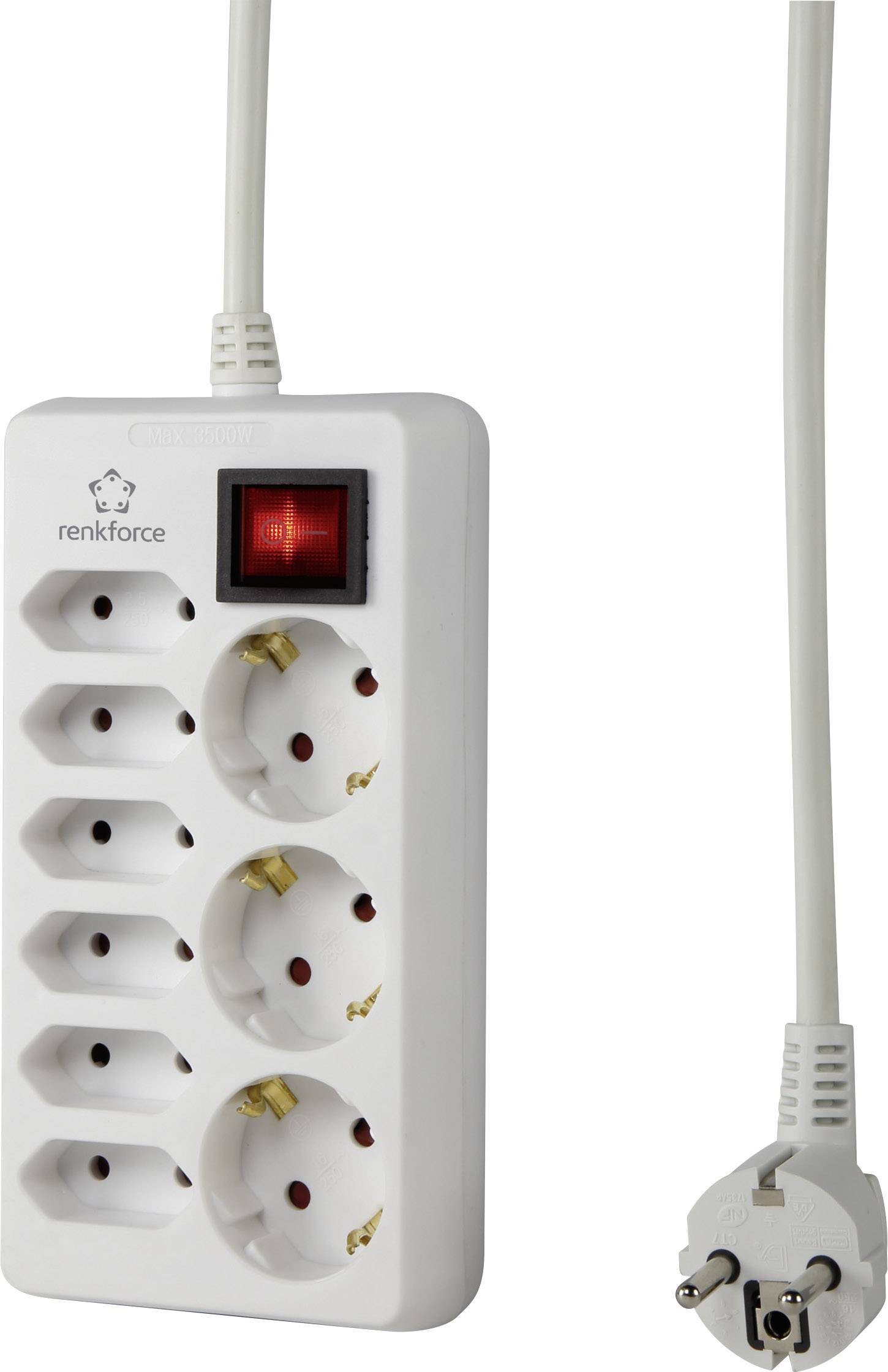 Image of Renkforce 915D-CMW Power strip (+ switch) 9x White PG connector 1 pc(s)