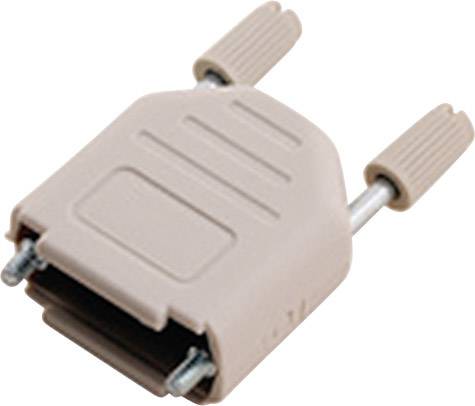 A beige Sub-D plastic casing with two protruding screws for serial connections in computer networks.