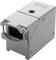 Grey plastic enclosure with screw holes and opening. Suitable as a mounting bracket or protective housing for industrial applications.