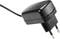 A black power adaptor with EU plug is shown against a white background.
