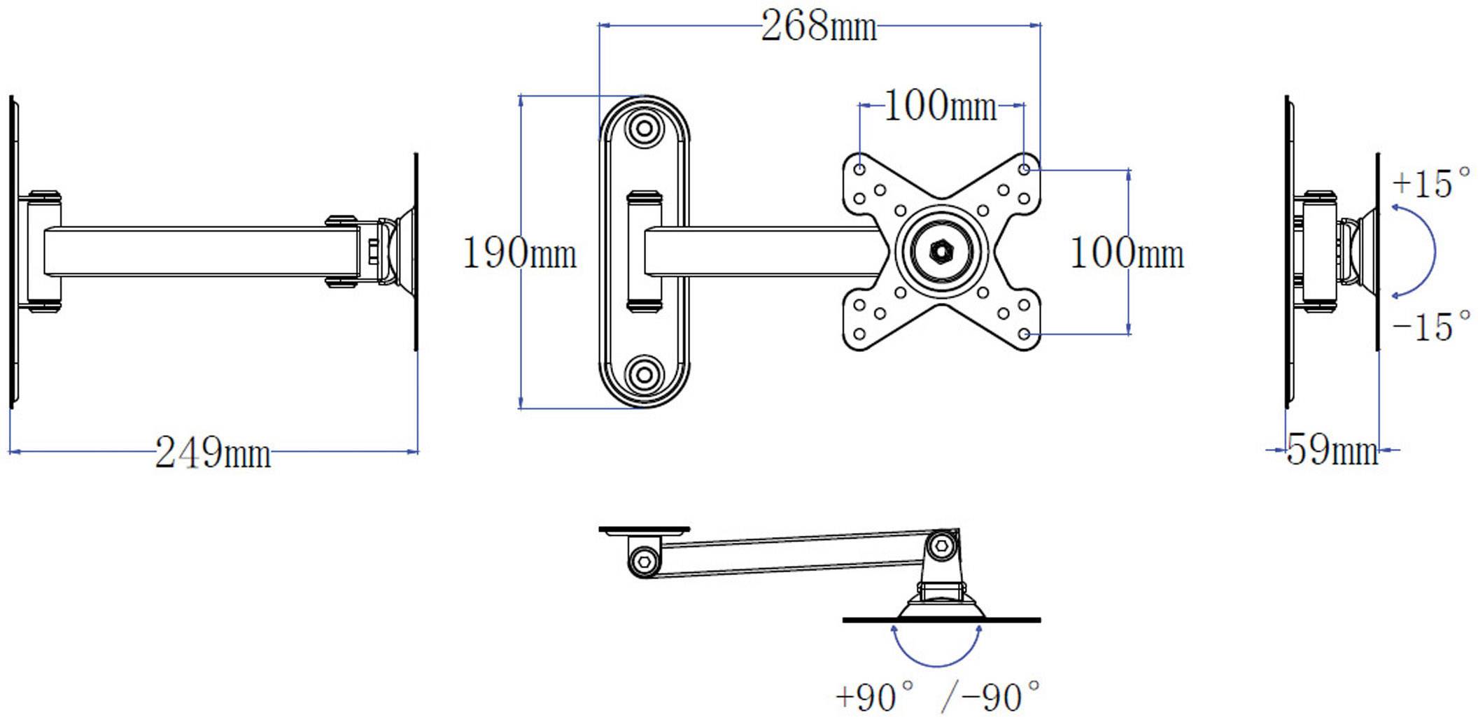 SpeaKa Professional Monitor wall mount SP-MO-02 1 Display(s) 25,4 cm (10") - 81,3 cm (32") Tiltable, Swivelling-4