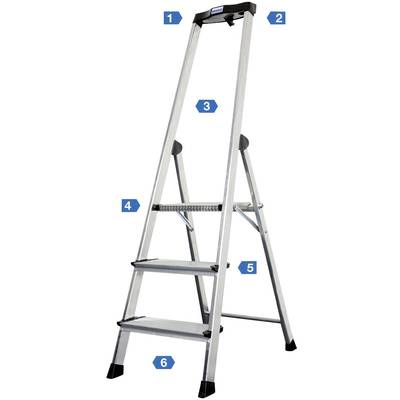   Krause  Safety  127914  Aluminium  Step ladder    Operating height (max.): 2.65 m  Silver    4.6 kg