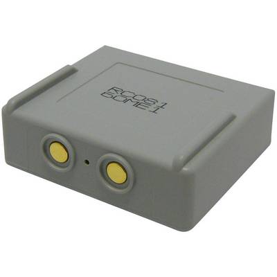 A grey electronic device with two golden ports on the front, labelled 'RC08 1 DCME 1'.