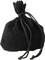 A black velvet pouch with a braided drawstring.