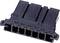 Black electrical connector with six terminals.