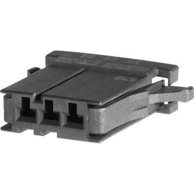 A black plastic plug with three sockets. The design appears compact and robust, suitable for electronic connections.