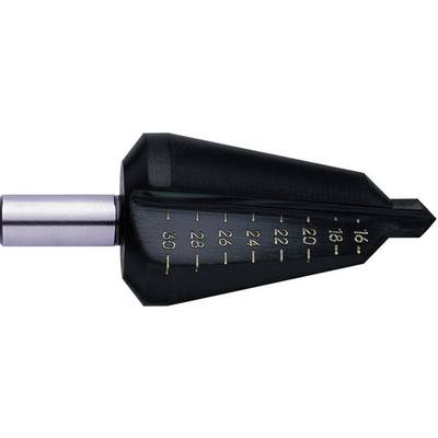 The image shows a conical metal drill bit with a stepped spherical head, used for machining materials.