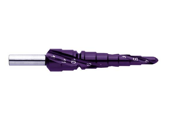 Exact 09011  HSS Step drill bit   Total length 80 mm TiN, TiALN  Triangular shank 1 pc(s)