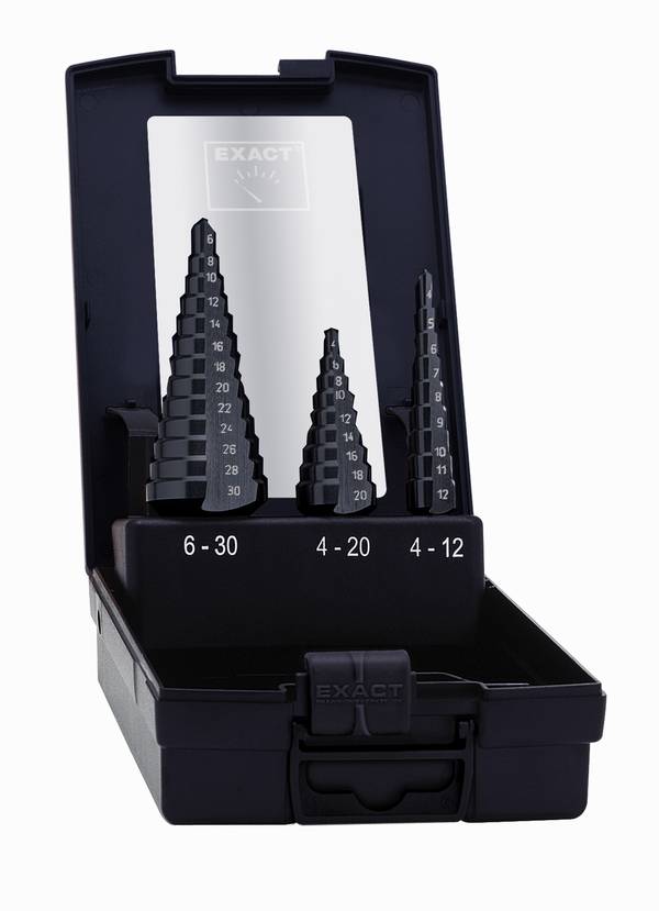 Exact 50070 HSS Step drill bit set 3-piece TiAIN Triangular shank 1 Set