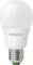 White LED light bulb with screw base, brand name 'MEGAMAN' visible on the base.