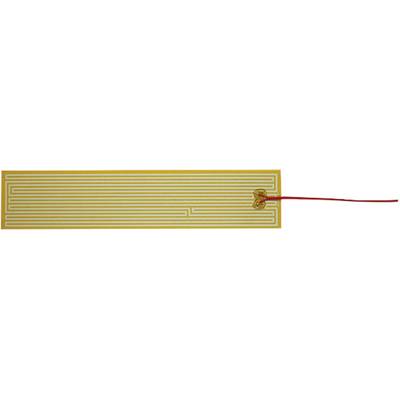 A rectangular heating element with white lines on a yellow background. A red cable is connected at the top right.
