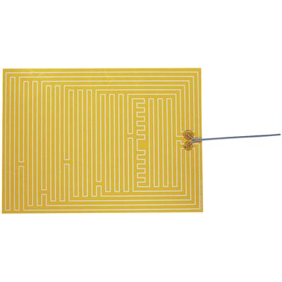 In the image, a yellow heating pad with white, spiral-shaped conductors is shown, representing a flexible heating solution.