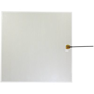A square heating film with integrated heating wires and a black connecting cable on the right-hand side.