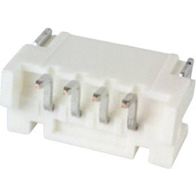 Small white connector with four metal contacts, suitable for electronic connections in devices.