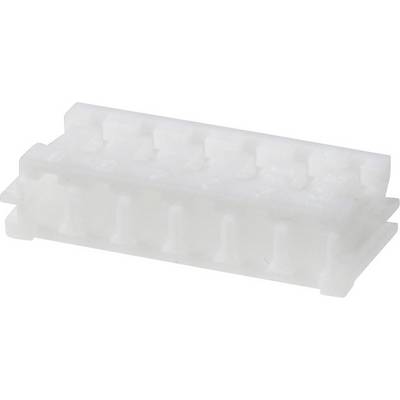 White, rectangular plastic connector block with multiple slots, used for connecting electrical wires. It has two elongated rows.