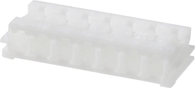 A white plastic plug with multiple connection pins, used for electronic connections.