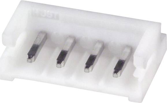 Small white connector with four metal pins, typical for electronic device connections.