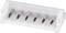 Six-pole connector with white plastic housing, for electronic connections.
