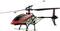 A remote-controlled helicopter with a red and black design and visible rotor, displayed against a white background.